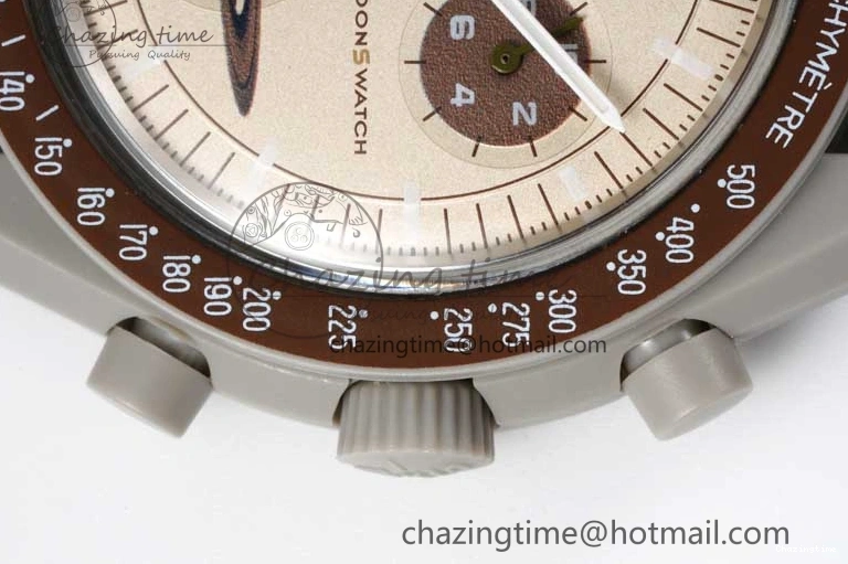 0309 Speedmaster Misson To Saturn 1:1 Best Edition Beige Dial On Nylon Strap Quartz Casual 7861